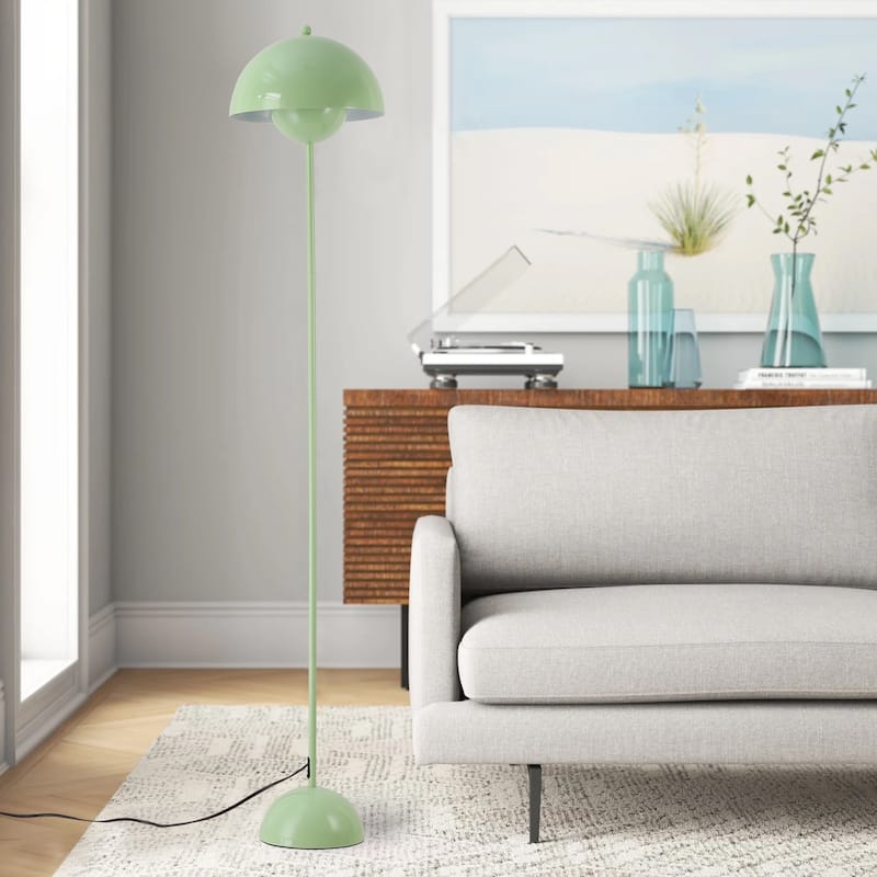 Industrial Metal Shade White/Black/Gold Floor Lamp with Foot Switch Modern Tall Standing Lamp for Living Room
