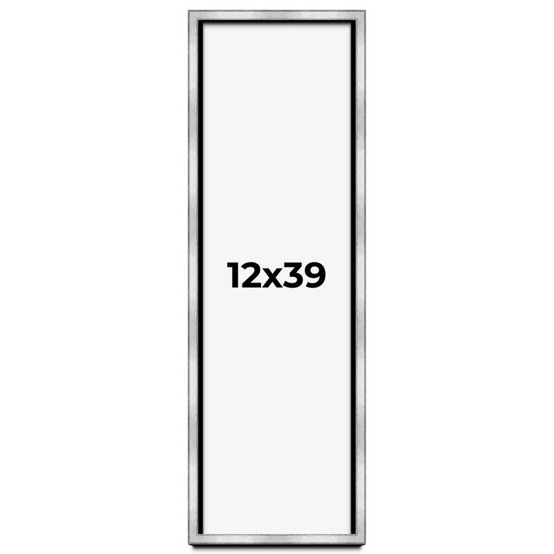 12x39 Shadow Box Frame Silver | 1.375 Inches Deep Real Wood