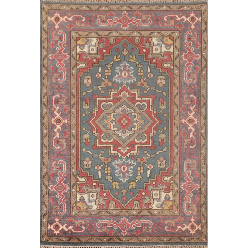 Traditional Heriz-Serapi Oriental Accent Rug Handmade Wool Carpet - 3'11"x 5'11"