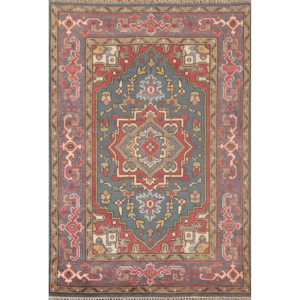 Traditional Heriz-Serapi Oriental Accent Rug Handmade Wool Carpet - 3'11"x 5'11"