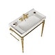preview thumbnail 14 of 13, 36 in. Ceramic Single Bowl Console Sink and Gold Legs Combo with One Towel Bar and 3 Faucet Holes