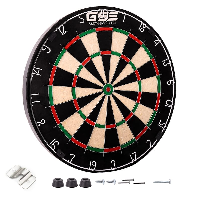 GSE™ 18" Regulation Size Bristle Dart Board ONLY. Professional Official Tournament Sisal Dartboard for Steel Tip Dart - 18-Inch