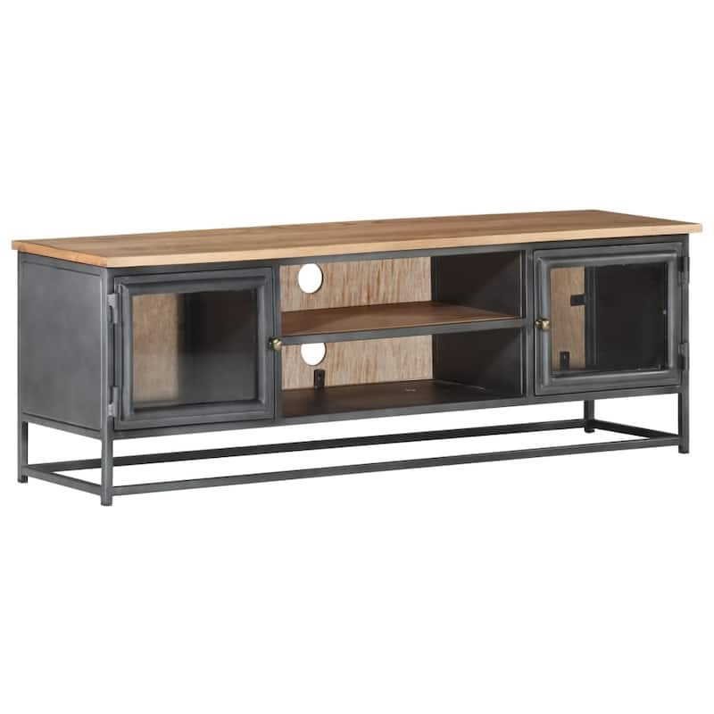 vidaXL TV Stand Gray 47.2"x11.8"x15.7" Solid Wood Acacia and Steel