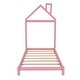 preview thumbnail 3 of 7, Pink Twin Size Wood Platform Bed with House-shaped Headboard