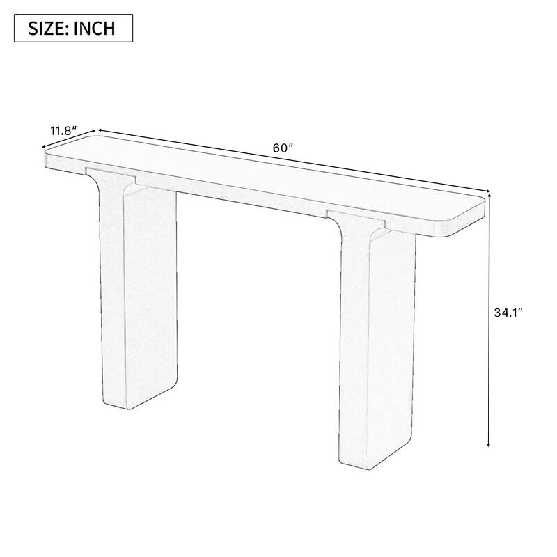 60" Farmhouse Entryway Table with Large countertop, Minimalism Sofa Table with Acacia Veneer, Elegance Console Table