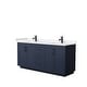 preview thumbnail 72 of 114, Miranda Double Vanity Set, Cultured Marble Top, No Mirror 72-Inch Double - Dark Blue, Black Trim, Carrara Cultured Marble Top