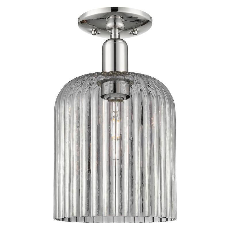 Innovations Lighting Endless Possibilities Arcadia - Bridal Veil - 1 Light 8" Semi-Flush Mount - Polished Nickel/Light Smoke Shade