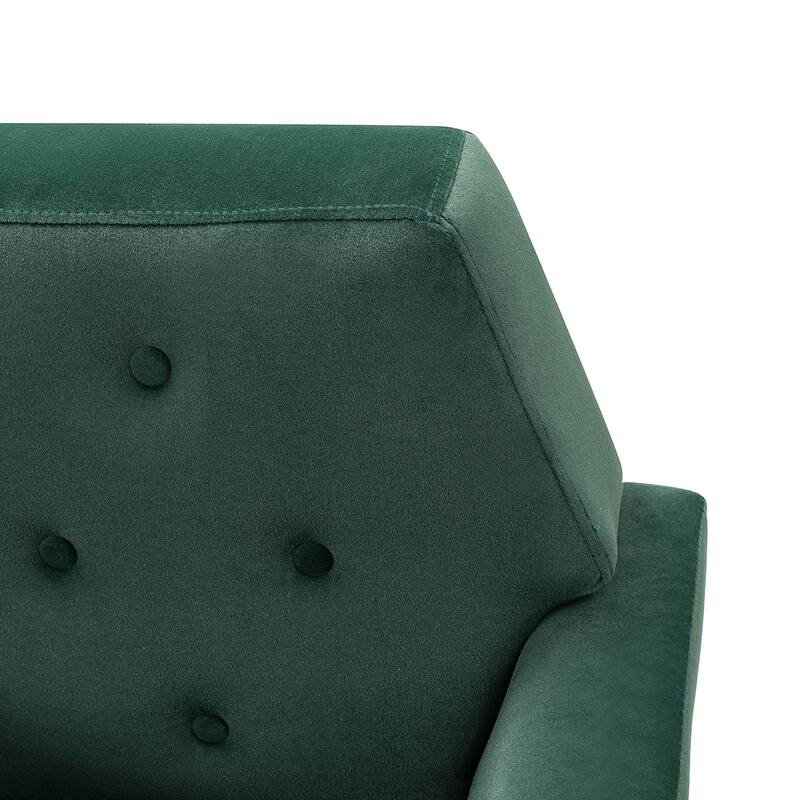 Lilia Contemporary Velvet Upholstered Tufted Back Armchair with Metal Golden legs by HULALA HOME