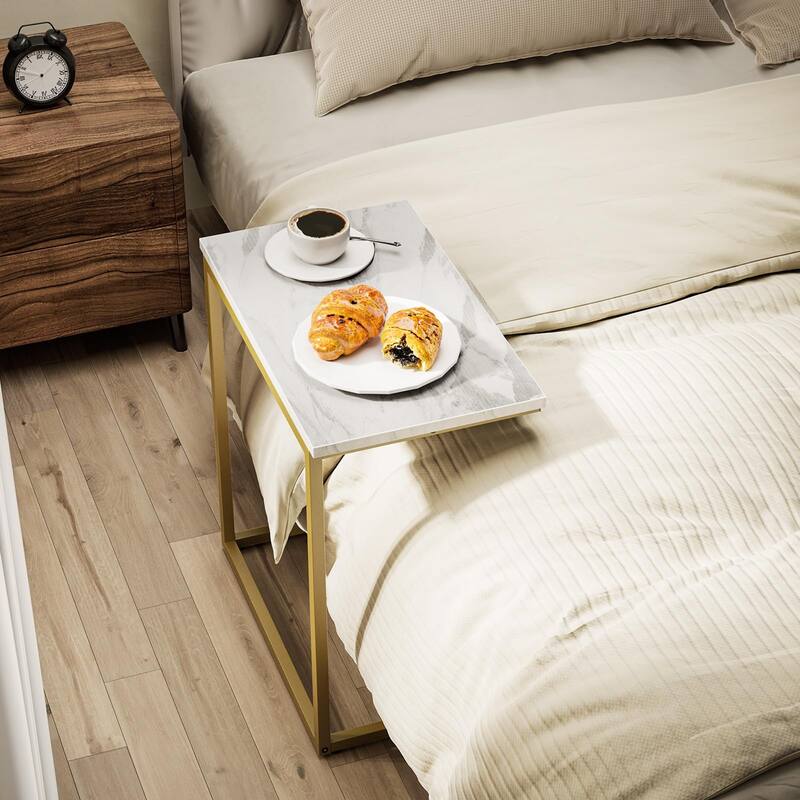 C Shaped End Table 27 inches High, Side Table for Couch Slide Under, C Table Sofa Side End Table for Living Room