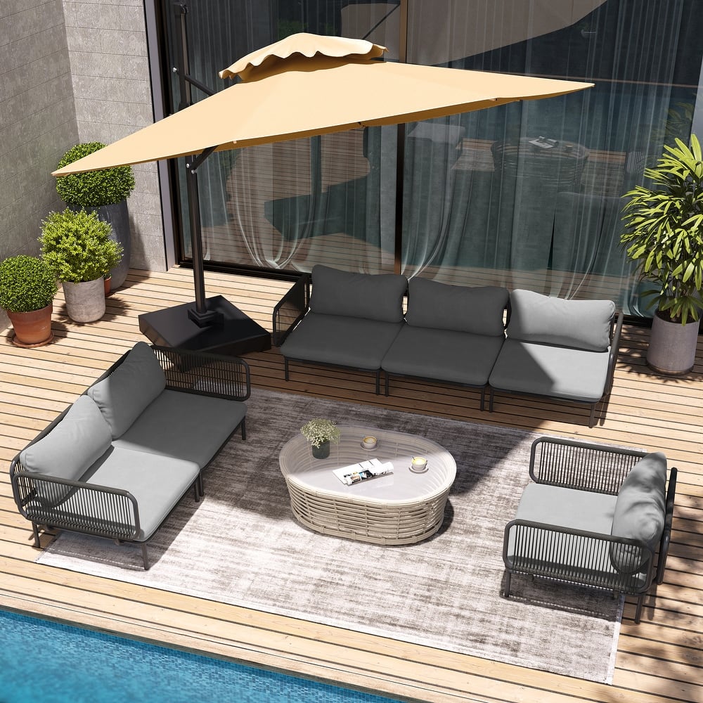 Pellebant Outdoor Sectional Sofa Patio Conversation Seating Set