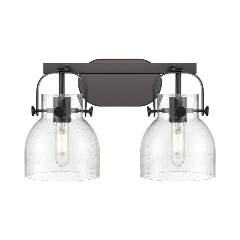 Innovations Lighting 423-2W-10-17 Pilaster II Bell Vanity Pilaster II - Matte Black / Seedy