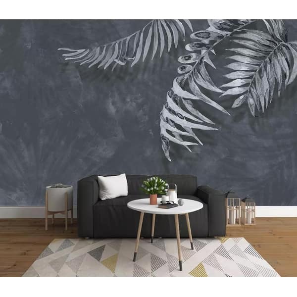 Monochrome Tropical Leaves Nordic Removable Textured Wallpaper - On Sale -  Overstock - 33842733