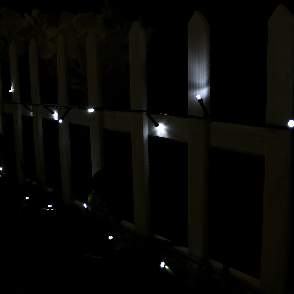 Sunnydaze 1 White LED Solar-Powered 34-Foot String Light Strand 100 Bulbs