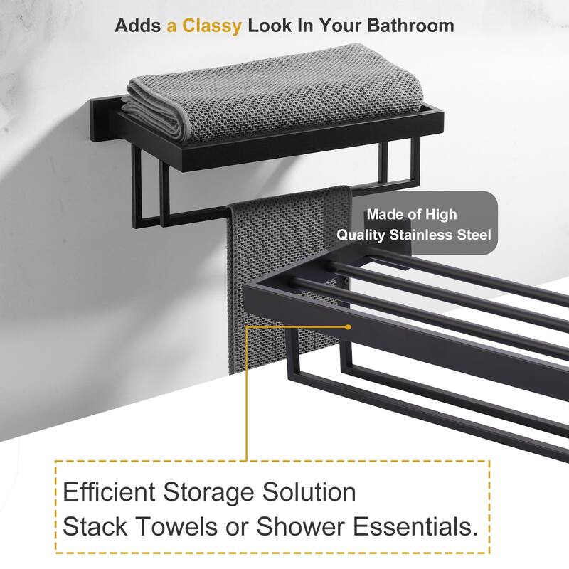 WOWOW 2-Tier Stainless Steel Bath Towel Rack
