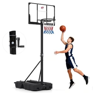 Costway 10 FT Foldable Basketball Hoop with Fillable Base, Wheels & - See Details