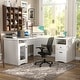 preview thumbnail 12 of 70, Modern Farmhouse L-Shape Desk with File Cabinet and Drawers, Homer Office Executive Desk with Charge Station