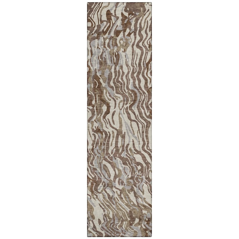Machine Washable Indoor/ Outdoor Abstract Flow Chantille Rug