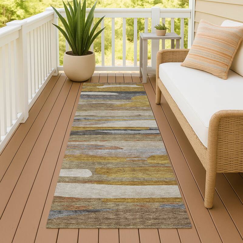 Machine Washable Indoor/ Outdoor Casual Merriam Chantille Rug - Brown - 2'3" x 7'6"