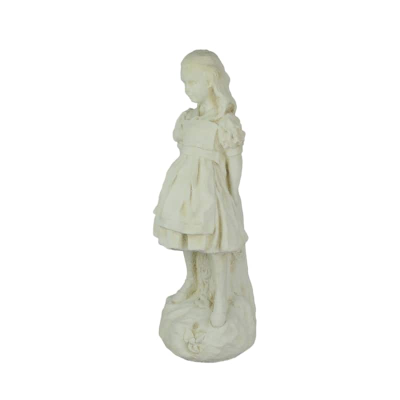 Alice In Wonderland Antique White Finish Concrete Statue 19.5 Inch - 19.5 X 6.5 X 6.25 inches
