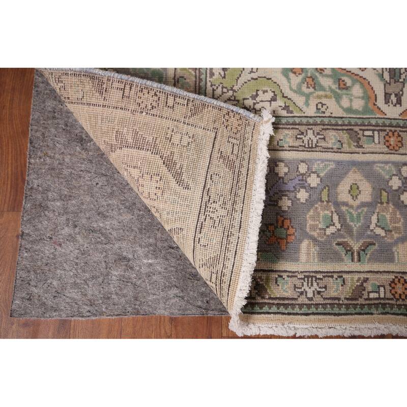 Geometric Tabriz Vintage Persian Area Rug Hand-Knotted Wool Carpet - 6'5" x 9'7"