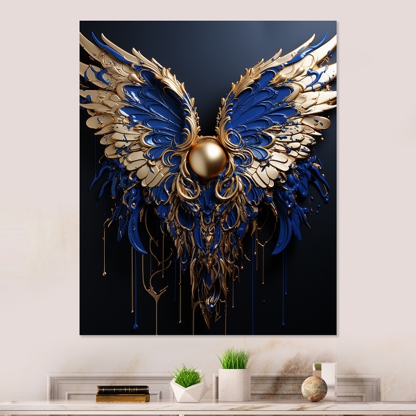 Designart Royal Blue And Gold Angel Wings I Fantasy Metal Wall Art Gold Metal Wall Decor Glam Metal Art Work Bed Bath Beyond 41127605
