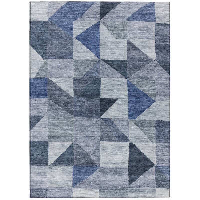 Machine Washable Indoor/ Outdoor Geo Rubi Chantille Rug
