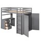 preview thumbnail 7 of 16, Multifunctional Design Loft Bed with Built-in Drawers, Desk and Wardrobe, Efficient space, Twin size, Grey