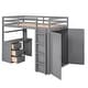 preview thumbnail 7 of 12, Twin Wooden Loft Bed with Wardrobe, Drawers & Desk, Gray
