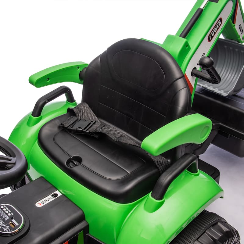24V Kids Ride-On Electric Tractor Toy with 4-in-1 Construction Attachments w/Parent Remote Control,3-Speed Adjustable