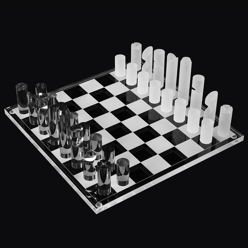 OnDisplay 3D Luxe Acrylic Smoke & Frost Luxury Laser-Cut Chess Set