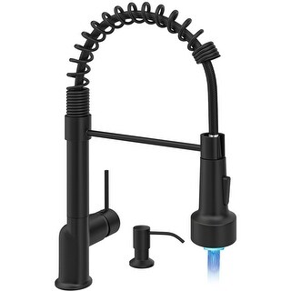 Matte Black Kitchen Faucet with Pull Down Sprayer with Soap Dispenser ...