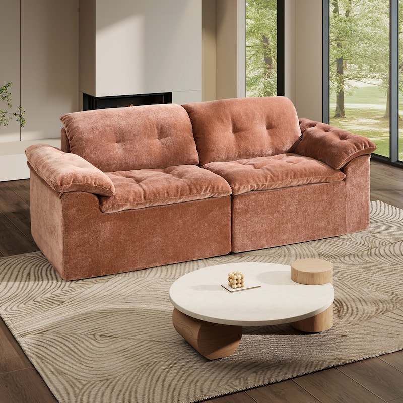 Rossetta Modular Design Cushioned Modular Chenille Fabric Sleeper Loveseat Sofa