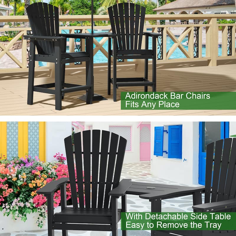 Modern Outdoor Bar Stools Set of 2 or 4 - with Ergonomic Adirondack Design, Durable HDPE Construction & Weather-Resistant