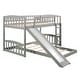 preview thumbnail 6 of 11, Gray Twin over Twin Size Solid Wood Bunk Bed with Slide and Ladder for Kids, Boys and Girls, Bedroom