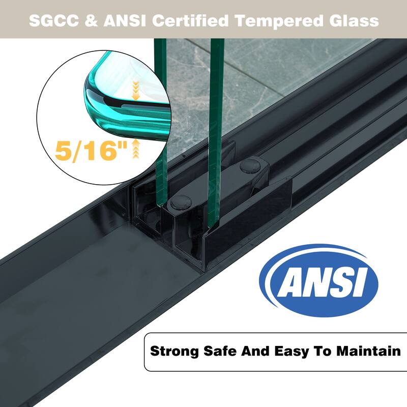 44-48"W/56-60"W x 75"H Double Sliding Shower Door With 8mm Tempered Glass & Aluminum Alloy Frame
