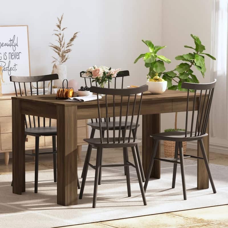 vidaXL Dining Table Engineered Wood Kitchen Dining Room Furniture Multi Colors - 55.1" x 29.3" x 29.9" - Brown oak