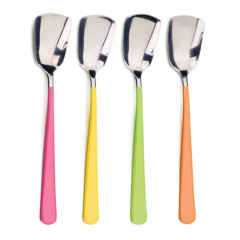 Ice Cream Spoons Mixed Colors (Set of 4) - Colored Handled Spoons, 4 Piece