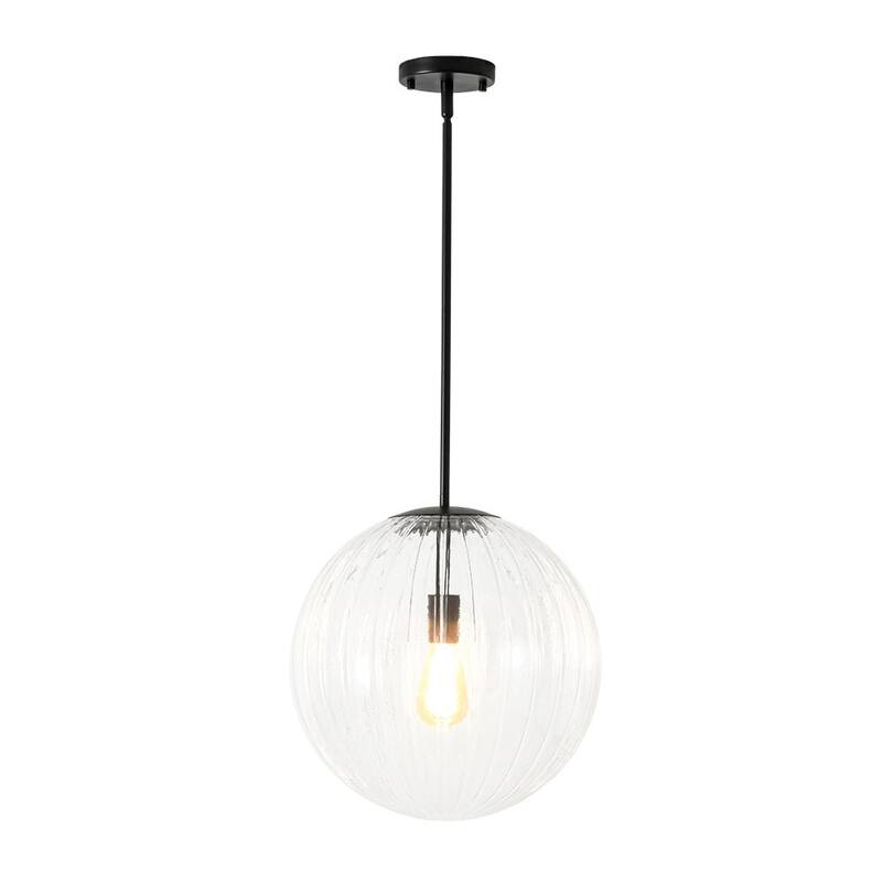 Modern Chic 1-Light Dimmable Striped Glass Sphere Pendant - 15.0 in