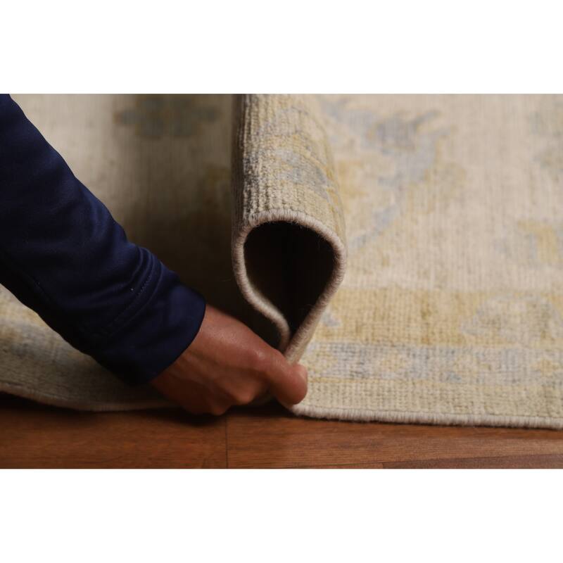 Hand Knotted Oriental 100% Wool Carpet Transitional All-Over Beige & Ivories Oushak Area Rug - 11' 8'' X 9' 1''