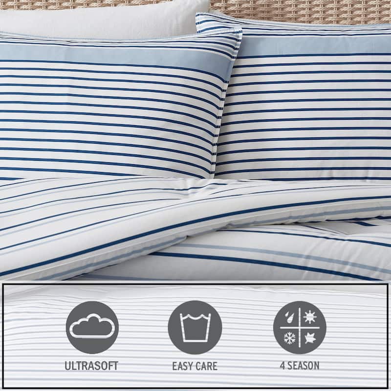 Eddie Bauer Cooper Stripe Cotton Reversible Comforter Set