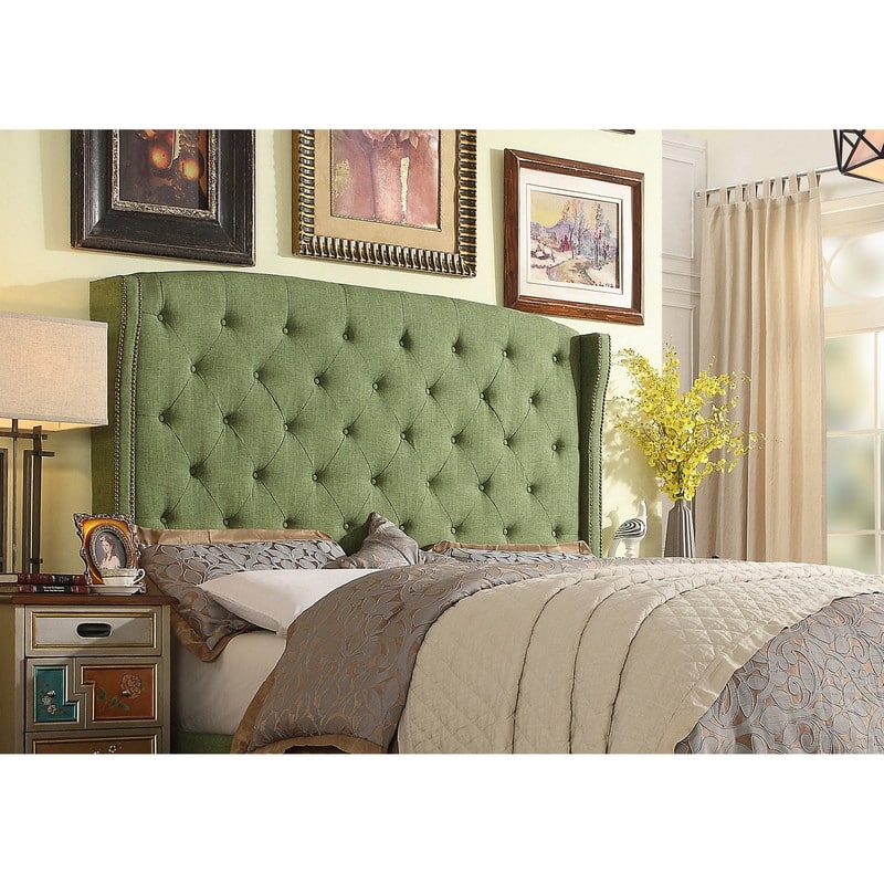 Moser Bay Destiny Upholstered Wingback Headboard Nailhead, Tufted