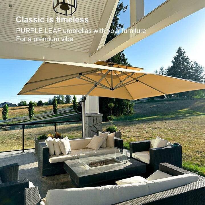 PURPLE LEAF 10 x 12ft Outdoor Rectangle Large Cantilever Umbrella