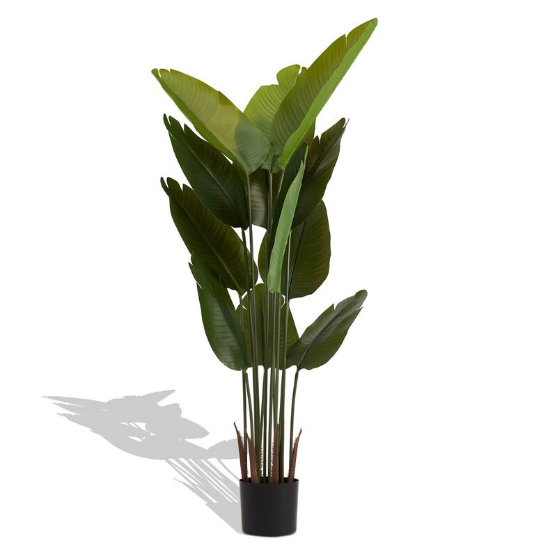 2-Pack 5.2ft Tall Faux Tropical Palm Trees,Artificial Bird of Paradise Plant - Green