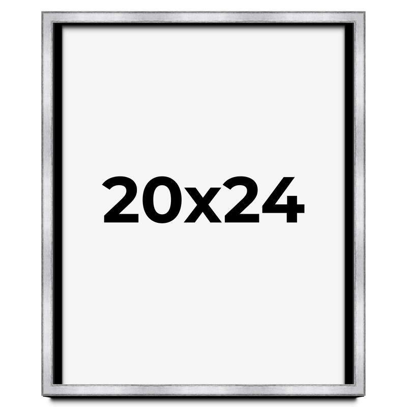 20x24 Shadow Box Frame Silver | 1.375 Inches Deep Real Wood