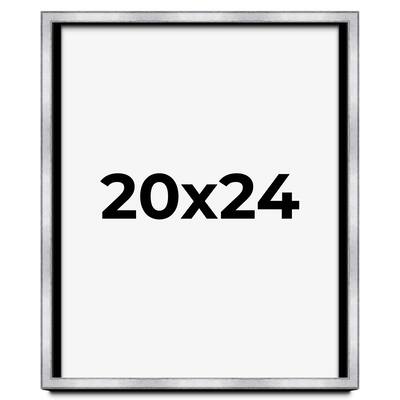 20x24 Shadow Box Frame Silver | 1.375 Inches Deep Real Wood