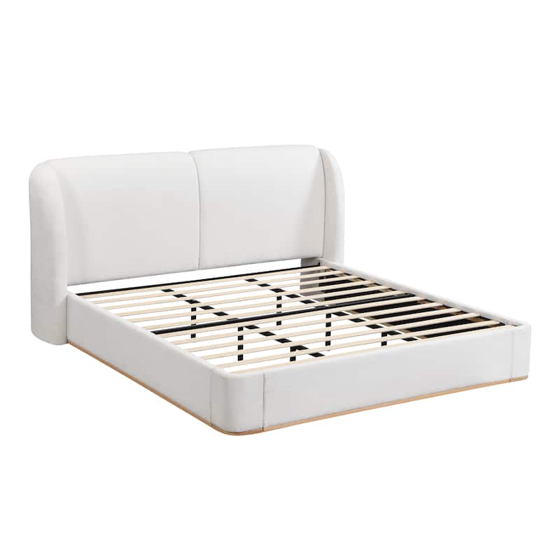 Christopher Knight Home - Valerian Boucle Upholstered Platform Bed with Double-Pillow Headboard