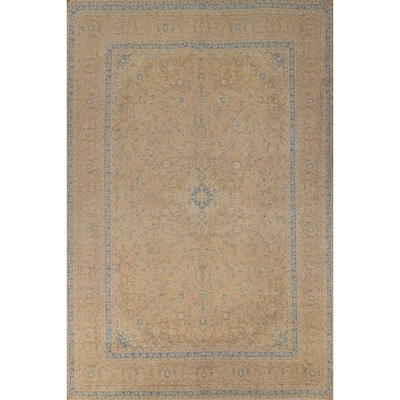 Traditional Mashad Persian Vintage Area Rug Handmade Wool Carpet - 9'7"x 13'3"