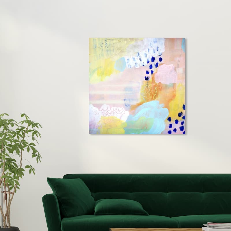 Wynwood Studio Canvas Abstract Lake and Flowers Pink and Modern & Contemporary Wall Art Canvas Print - 30 x 30