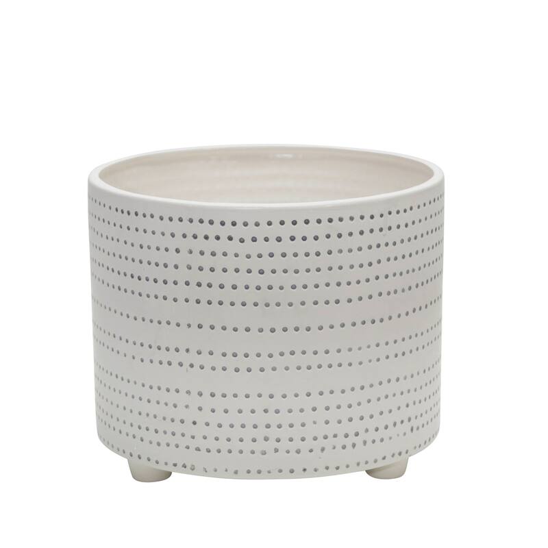 Sagebrook Home Indoor Outdoor Ceramic Textured Footed Planters Set of 2