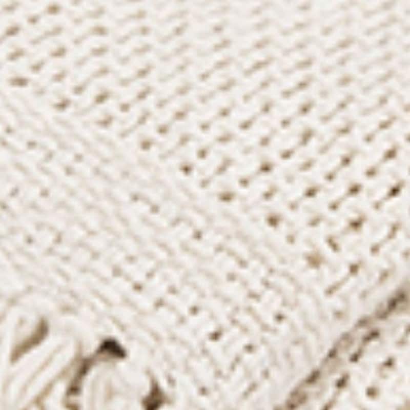 HomeRoots 50" X 60" White Cotton Knitted Throw Blanket with Fringe